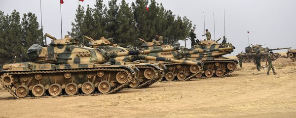 Tanques turcos perto da fronteira com a Síria, Turquia (foto de arquivo) - Sputnik Brasil