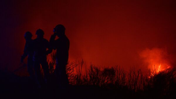 Bombeiros participam da extinção de um incêndio em Calheta, na Madeira - Sputnik Brasil