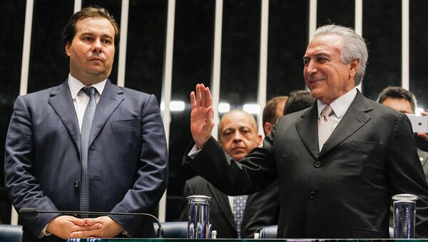 O presidente da Câmara dos Deputados, Rodrigo Maia, na cerimônia de posse do presidente da República, Michel Temer - Sputnik Brasil
