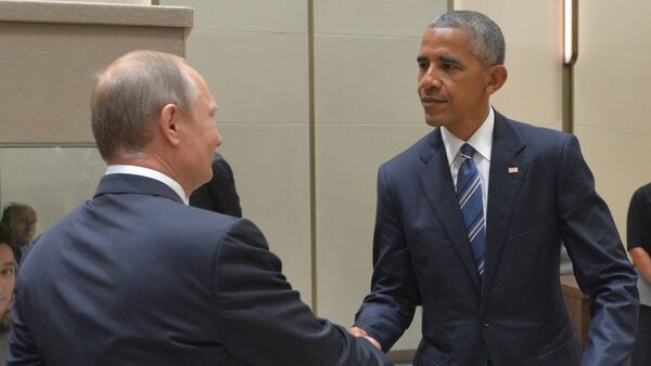 Presidentes de Rússia e Estados Unidos durante encontro na cúpula do G20 em Hangzhou - Sputnik Brasil