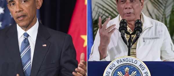 Combinação de fotos do presidente norte-americano Barack Obama e presidente filipino Rodrigo Duterte (foto de arquivo) - Sputnik Brasil