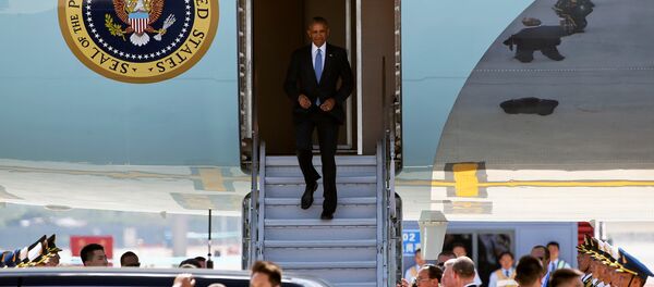Presidente dos EUA Barack Obama chega ao Aeroporto Internacional de Hangzhou, na China - Sputnik Brasil