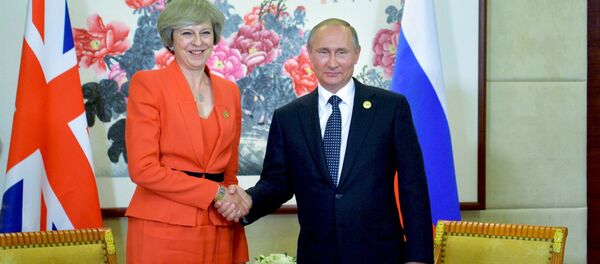 September 4, 2016. Russian President Vladimir Putin and British Prime Minister Theresa May during a meeting held as part of the G20 Summit in Hangzhou. - Sputnik Brasil