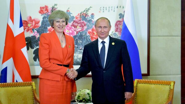 September 4, 2016. Russian President Vladimir Putin and British Prime Minister Theresa May during a meeting held as part of the G20 Summit in Hangzhou. - Sputnik Brasil