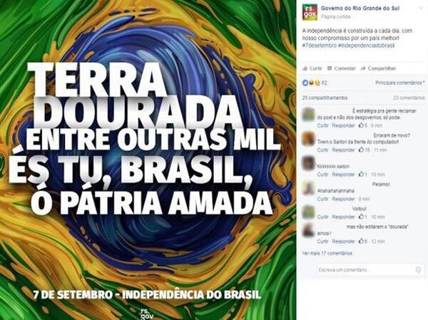 Governo do Rio Grande do Sul comete gafe nas redes sociais no feriado de 7 de Setembro - Sputnik Brasil