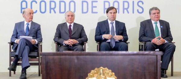 Michel Temer na cerimônia de ratificação do Acordo Paris sobre o clima - Sputnik Brasil