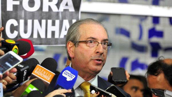 Eduardo Cunha dá coletiva à imprensa após ter o mandato cassado na Câmara - Sputnik Brasil