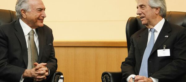 Presidente Michel Temer durante reunião bilateral com o presidente da República Oriental do Uruguai, Tabaré Vázquez - Sputnik Brasil
