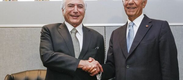 O presidente do Brasil, Michel Temer, em reunião com o presidente de Portugal, Marcelo Rebelo de Sousa, em Nova York, nos EUA. - Sputnik Brasil