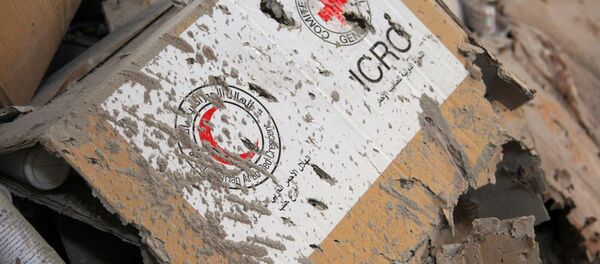 Ajuda humanitária danificada por ataque ao comboio da Cruz Vermelha e Crescente Vermelho em Aleppo, Síria - Sputnik Brasil