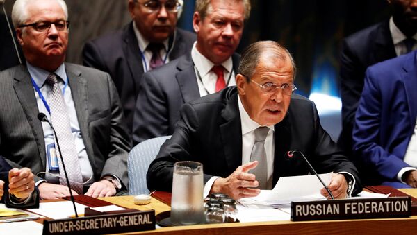 Ministro das Relações Exteriores da Rússia, Serguei Lavrov, no Conselho de Segurança da ONU durante 71ª Assembleia Geral - Sputnik Brasil