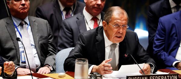 Ministro das Relações Exteriores da Rússia, Serguei Lavrov, no Conselho de Segurança da ONU durante 71ª Assembleia Geral - Sputnik Brasil