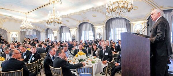 Presidente Michel Temer durante almoço ampliado com Empresários e Investidores nos EUA - Sputnik Brasil