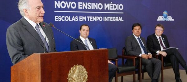 Presidente Michel Temer durante cerimônia de lançamento do novo ensino médio - Sputnik Brasil