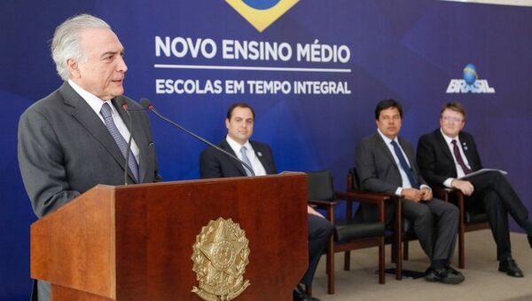 Presidente Michel Temer durante cerimônia de lançamento do novo ensino médio - Sputnik Brasil