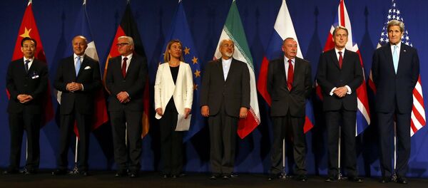 Wu Hailong, Laurent Fabius, Frank-Walter Steinmeier, Federica Mogherini, Javad Zarif, Alexey Karpov, Philip Hammond e John Kerry - Sputnik Brasil
