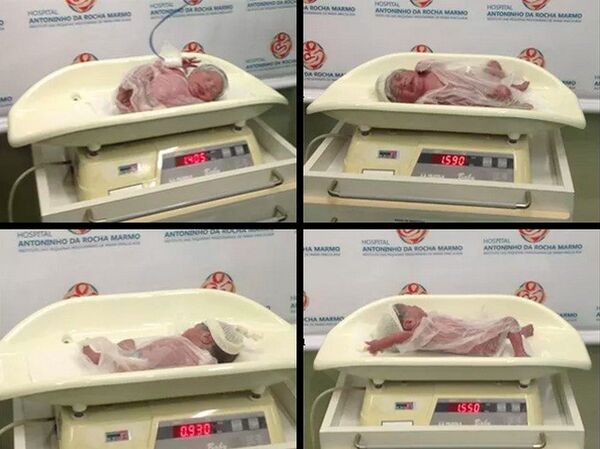 Rafaela, Alice, Isabelly e João Miguel assim que nasceram - Sputnik Brasil