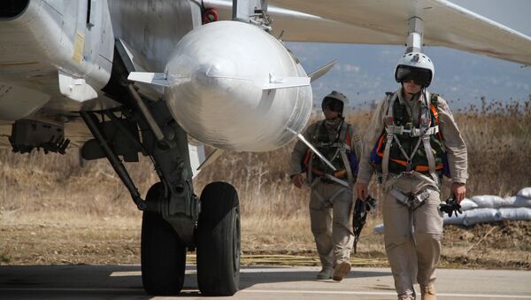Grupo aéreo militar russo na base aérea de Hmeymim na Síria (foto de arquivo) - Sputnik Brasil