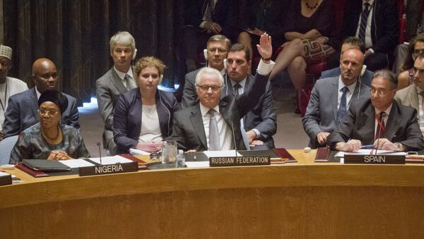 Embaixador da Rússia na ONU, Vitaly Churkin, dá voto de veto no Conselho de Segurança - Sputnik Brasil