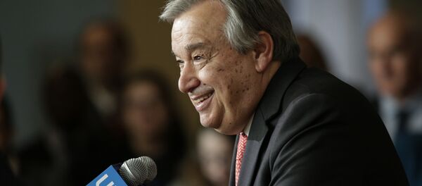 António Guterres, candidato ao Secretário-Geral da ONU, fala na sede da ONU, Nova York, EUA, abril de 2016 (foto de arquivo) - Sputnik Brasil