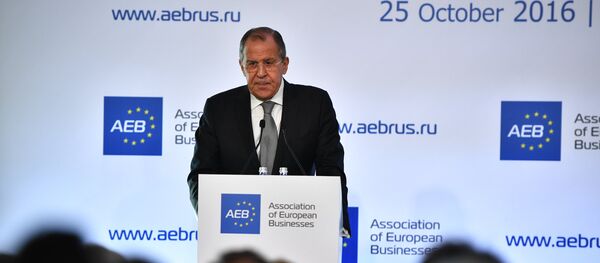 Ministro das Relações Exteriores russo Sergei Lavrov no encontro com a Associação de Empresários Europeus na Rússia, Moscou, Rússia, 25 de outubro de 2016 - Sputnik Brasil