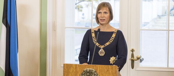 A presidente estoniana Kersti Kaljulaid durante a cerimônia de inauguração - Sputnik Brasil