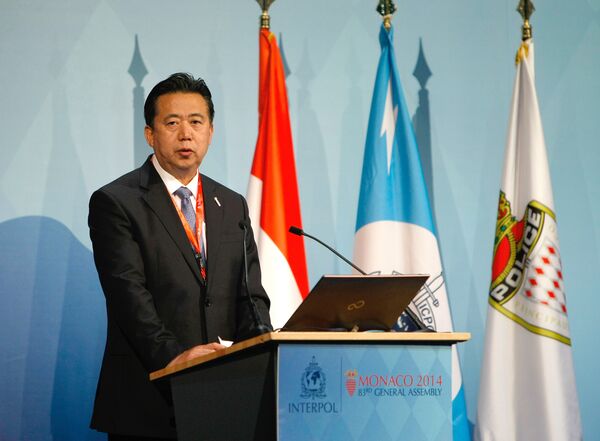Na foto: Meng Hongwei, vice-ministro da Segurança Pública da China, participa da 83ª Assembleia Geral da Interpol em Mônaco, 4 de novembro de 2014 - Sputnik Brasil
