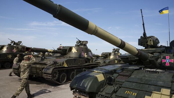 Na foto: um grupo de sistemas de artilharia Acacia que fazem parte do exército ucraniano - Sputnik Brasil