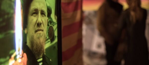 Retrato de Arsen Pavlov (Motorola) durante o evento dedicado à sua memória no museu de São Petersburgo, Rússia, outubro de 2016 - Sputnik Brasil