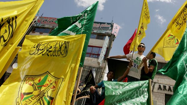 Manifestação pela unidade política palestina une apoiadores do Hamas e do partido Fatah (foto de arquivo) - Sputnik Brasil