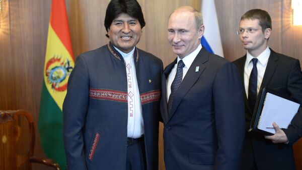 Vladimir Putin, durante visita oficial ao Brasil, se reuniu com Evo Morales (Arquivo) - Sputnik Brasil