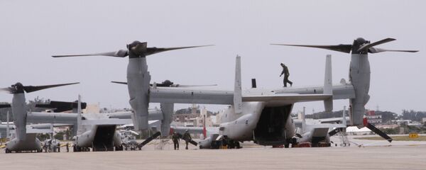 Os novos MV-22 Ospreys na Marine Corps Estação Aérea de Futenma em Ginowan, Okinawa - Sputnik Brasil