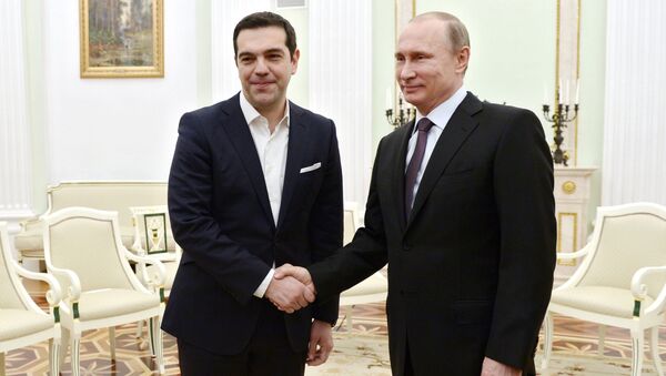 Encontro do presidente russo Vladimir Putin com o primeiro-ministro grego Alexis Tsipras - Sputnik Brasil