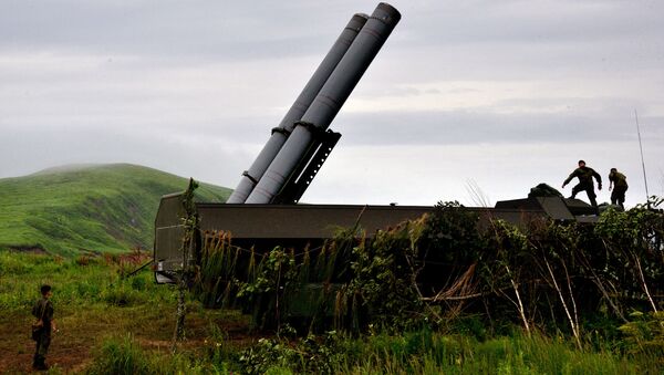 Sistema de mísseis costeiros Bastion durante exercícios na região de Primorie, no Extremo Oriente da Rússia - Sputnik Brasil
