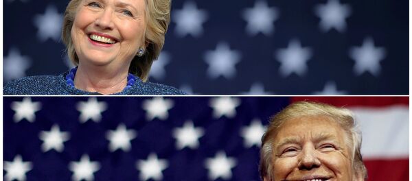 Os candidatos à presidência norte-americana, Hillary Clinton e Donald Trump, discursam durante a campanha eleitoral, na Iowa e no Ohio, em 28 de outubro e 20 de outubro de 2016 - Sputnik Brasil