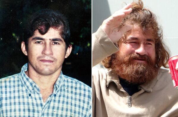 Fotos mostram o salvadorenho José Salvador Alvarenga antes do naufrágio (foto de arquivo não datada) e depois de ser resgatado em 3 de fevereiro de 2014. - Sputnik Brasil