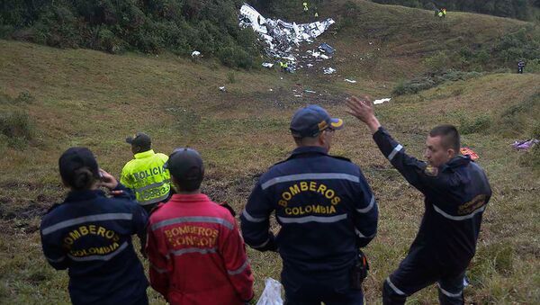 Imagem do local da queda do avião coma equipe da Chapecoense - Sputnik Brasil