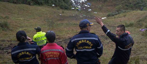Imagem do local da queda do avião coma equipe da Chapecoense - Sputnik Brasil