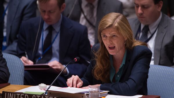 Embaixador dos Estados Unidos na ONU, Samantha Power, faz um discurso durante uma reunião de emergência do Conselho de Segurança da ONU sobre a situação na Síria, Nova York, EUA, 25 de setembro de 2016 - Sputnik Brasil
