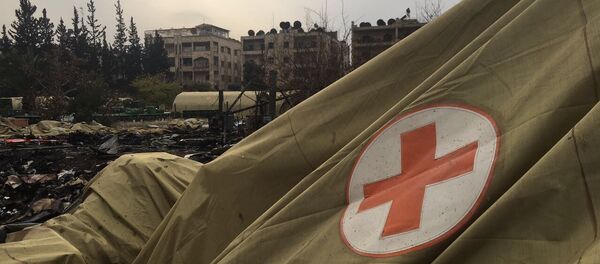 Local do hospital móvel do Ministério da Defesa da Rússia na Síria, atingido por um bombardeio em 5 de dezembro de 2016 - Sputnik Brasil