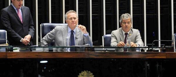 Renan Calheiros com Jorge Viana, primeiro-vice-presidente do Senado - Sputnik Brasil