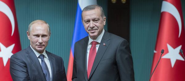 Vladimir Putin, presidente da Rússia, e Recep Tayyip Erdogan, presidente da Turquia. - Sputnik Brasil