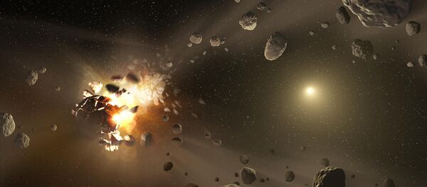 Grande asteroide se explodindo em vários destroços - Sputnik Brasil