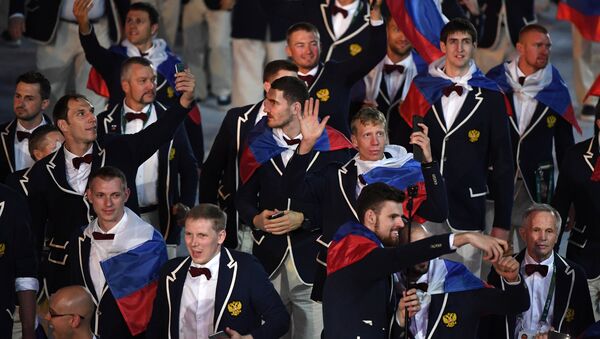 A equipe olímpica da Rússia na cerimônia de abertura dos Jogos Rio 2016 - Sputnik Brasil