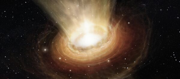 Sercanias do grande buraco negro, no coração da galáxia ativa NGC 3783, na constelação sulina do Centauro - Sputnik Brasil