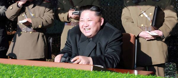 Líder norte coreano, Kim Jong-un, observa treinamento militar (a foto sem data foi divulgada pela agência de notícias central da Coreia do Norte em 11 de dezembro de 2016) - Sputnik Brasil