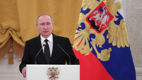 Presidente russo, Vladimir Putin, durante discurso na celebração tradicional no Kremlin - Sputnik Brasil