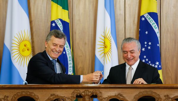 Presidente Michel Temer recebe o presidente argentino, Mauricio Macri - Sputnik Brasil