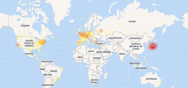 Mapa mostra onde o Twitter apresentou problemas durante a noite desta terça (7) - Sputnik Brasil