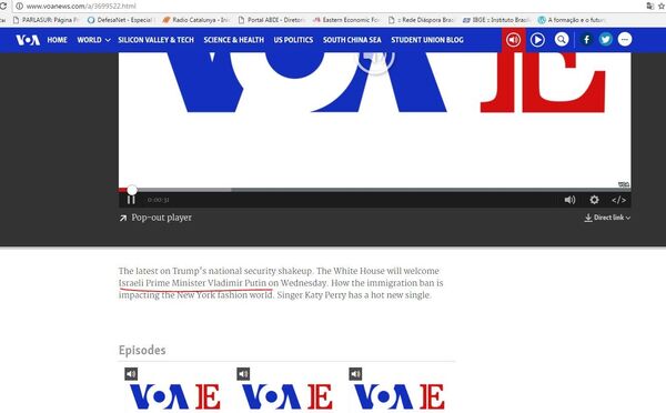 Voz da América confunde o primeiro-ministro israelense Benjamin Netanyahu com o presidente russo Vladimir Putin - Sputnik Brasil